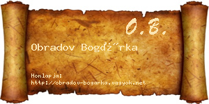 Obradov Bogárka névjegykártya